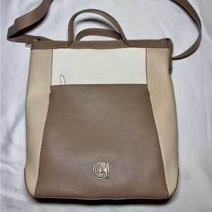 Cole Haan Leather Tote with Trolley Sleeve for Travel, plus dust cover. Like New
